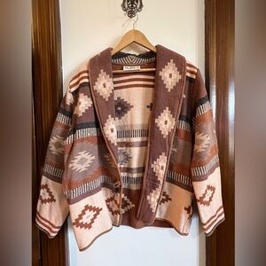 Flashback Vintage Women's Aztec-Pattern Utility Jacket - Brown & Cream